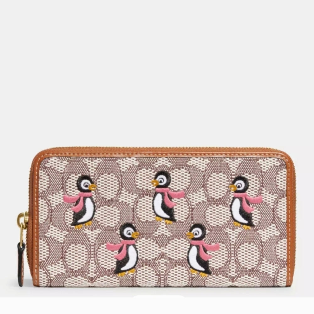 Rare Coach Signature Jacquard Penguin embroidered Wallet